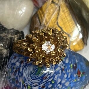 14K HGE Brutalist Floral Ring